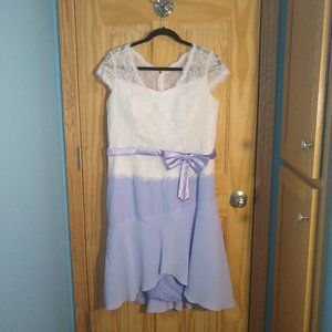 JJ's House Asymmetrical Chiffon Lace Mother of the Bride Dress With Bow